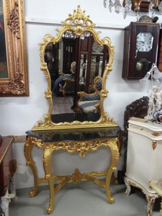 Luxusní zámecké zrcadlo s konzolovým stolkem