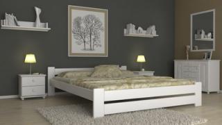 Dřevěná postel MALAGA 160 s matrací - bílá, masiv