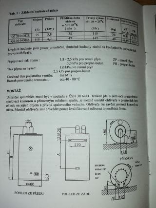 Prodám plynový ohřívač vody Quantum Q7-20-NODZ, objem 75 litrů