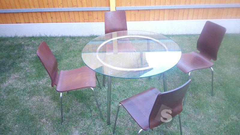 Jídelní skleněný stůl + 4 židle